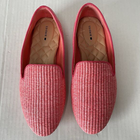 Birdies Womens The Starling Pink Lipstick Raffia Slip On Cushioned Flats Sz 9.5 - Picture 3 of 13
